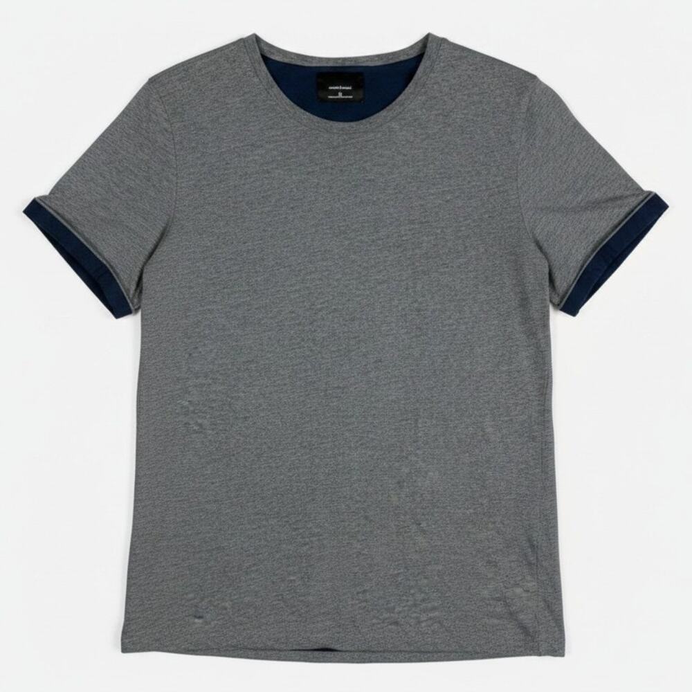 Samsoe Samsoe T-Shirt Grey Navy Reversible Short Sleeve Ringer Mens Medium $100